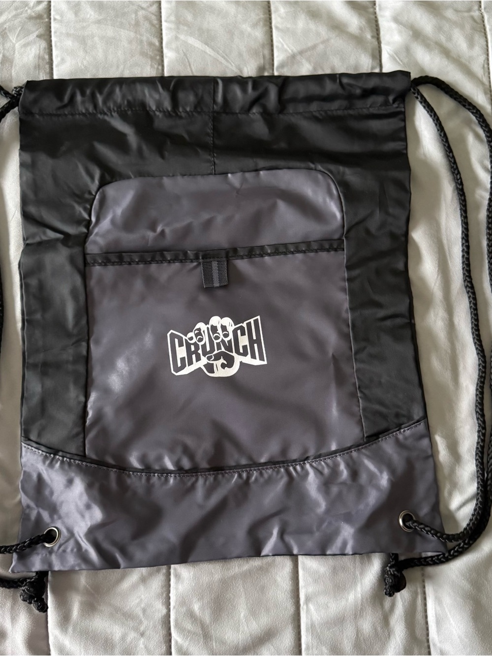 Gray & Black Drawstring Gym Bag
